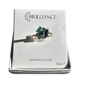 Brilliance Genuine Crystal Blue and Gold Ring